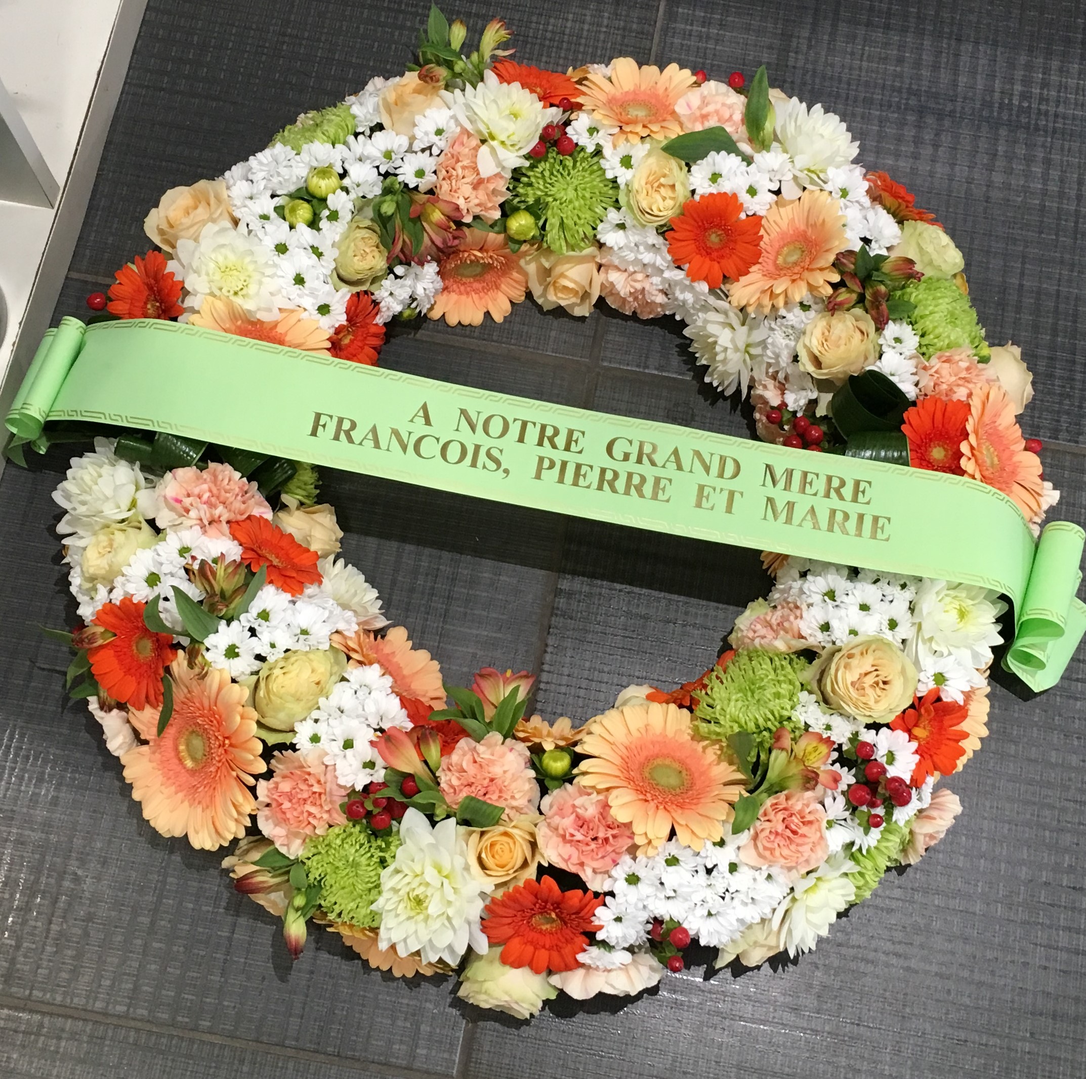 Couronne de deuil — jaune & orangé